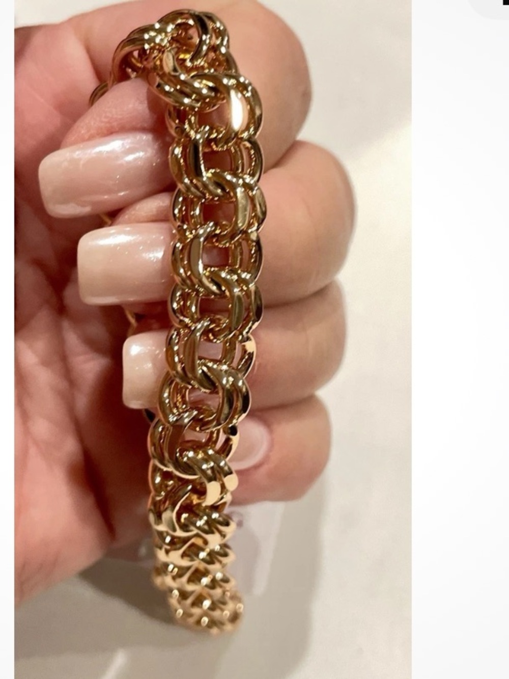 Bismarck 9.2”/ 9 mm Gold Plated 18k Men’s Women’s Link Bracelet - Picture 8 of 15
